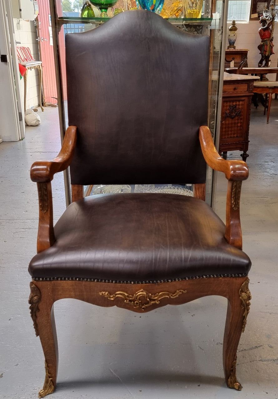 Grand French Oak Louis XV Style Newly Upholstered Desk Chair