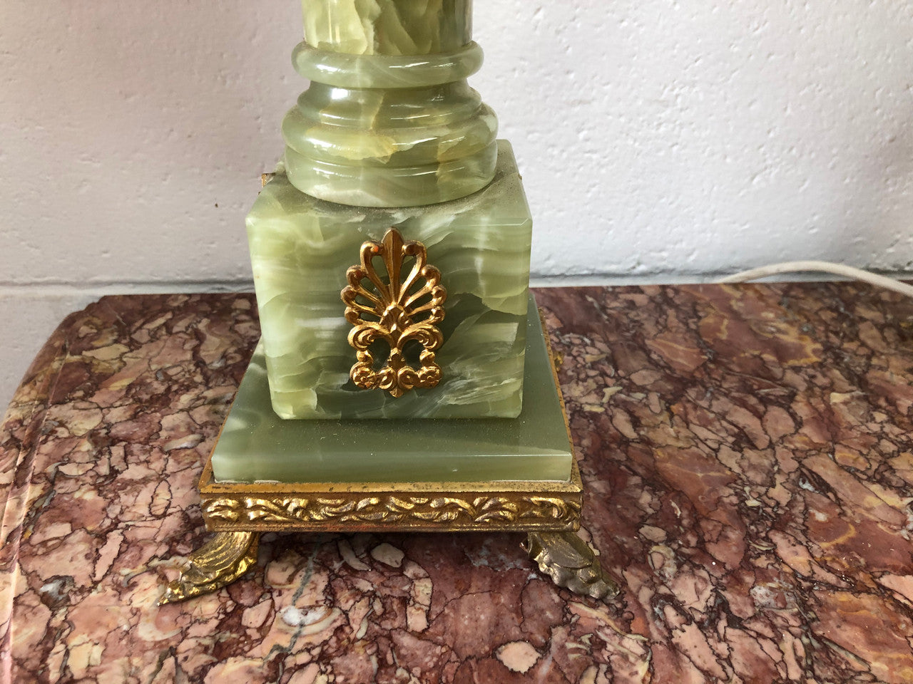 Pair Of French Onyx Lamps With Shades