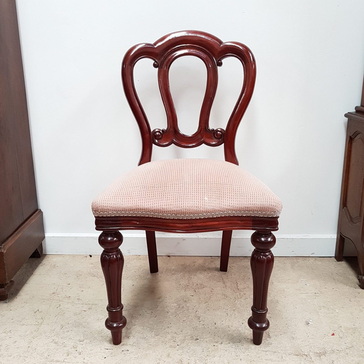 Eight Mahogany Reproduction Balloon Back Chairs