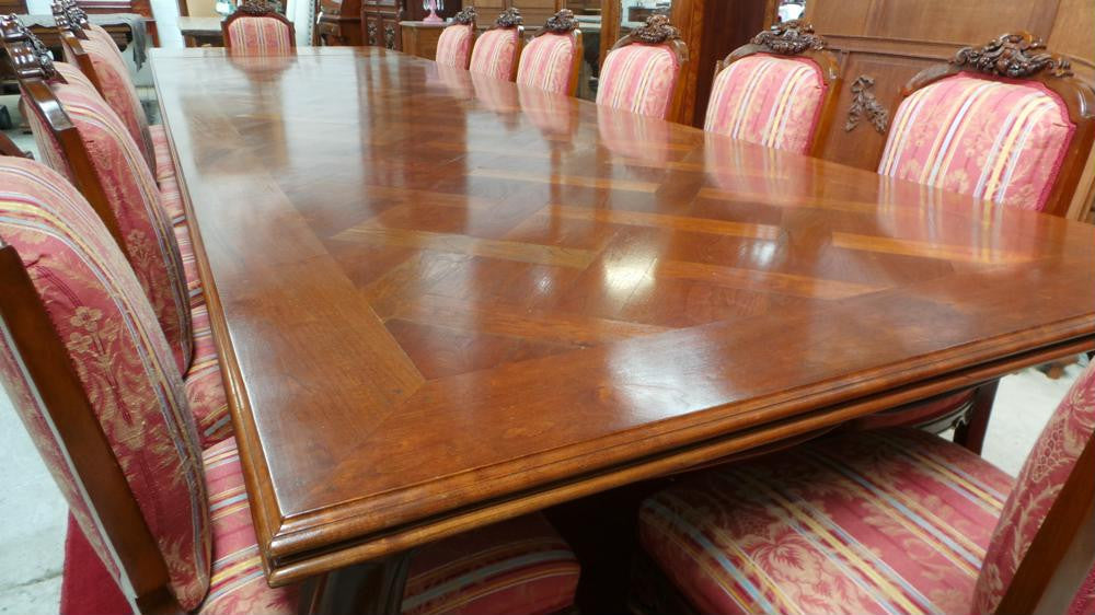 French Style Walnut Large Extension Table