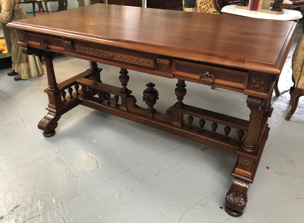 19th Century French Walnut Henry II Style Desk
