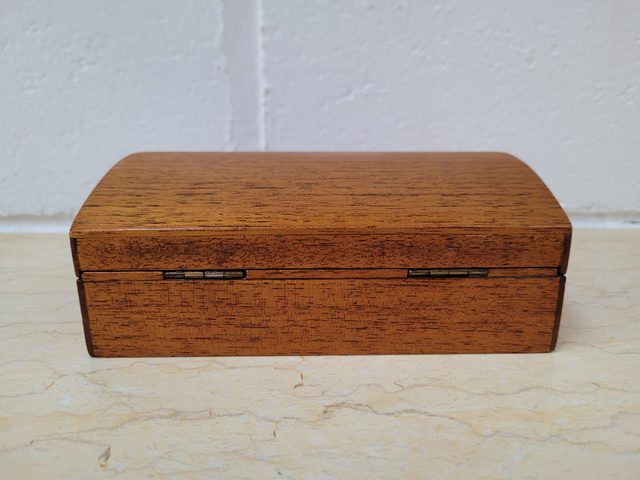 At Moonee Ponds Antiques- Vintage hinged Cedar box with velvet lining. In good condition please view photos as they help form part of the description.