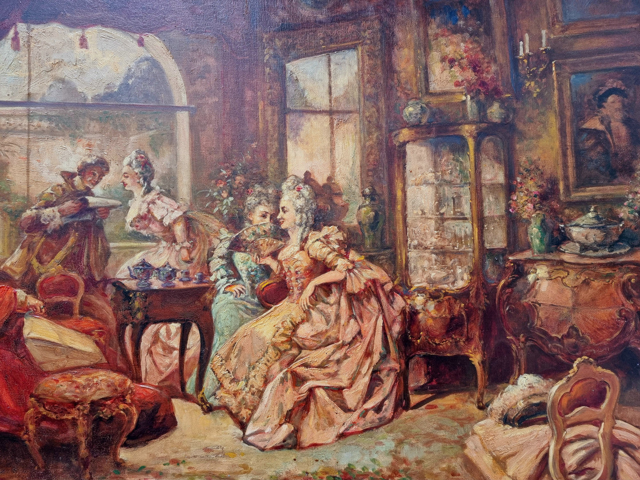 Beautifully framed oil on canvas, sourced in France is this stunning painting in an ornate decorative frame and in good condition.