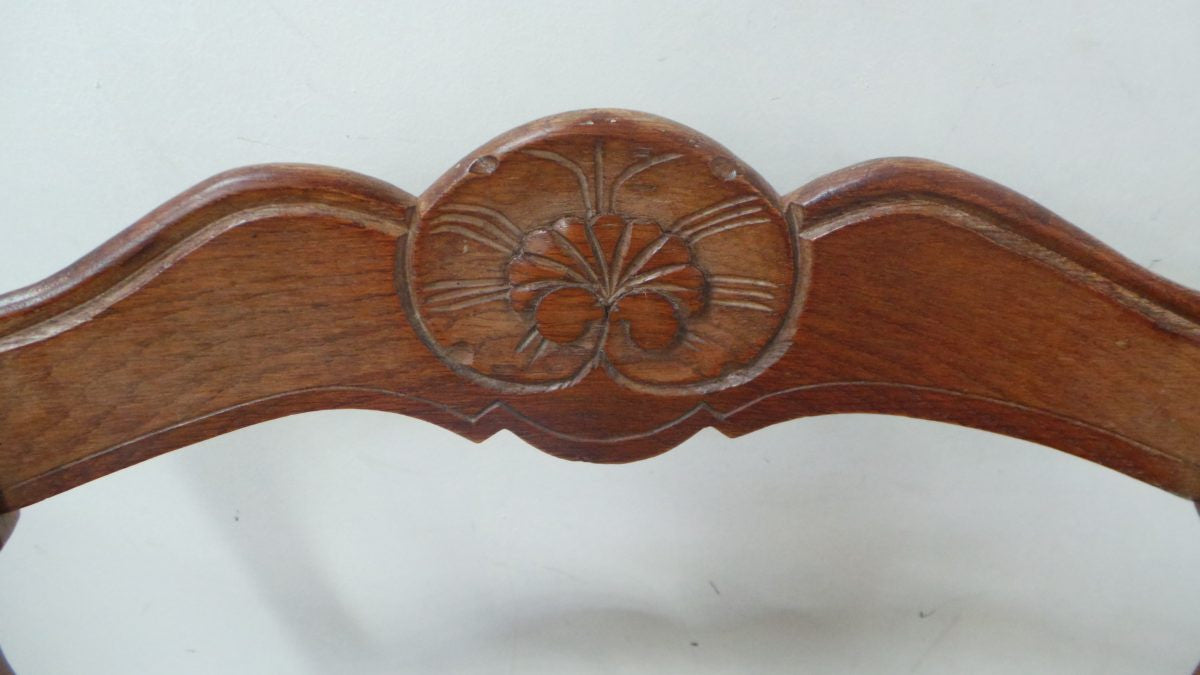 Set of Four French Oak Dining Chairs-1