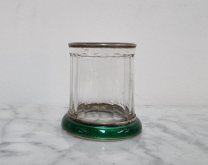 Rare French Silver, enamel and glass forks holder with 12 forks in good original condition, please view photos as they help form part of the description.