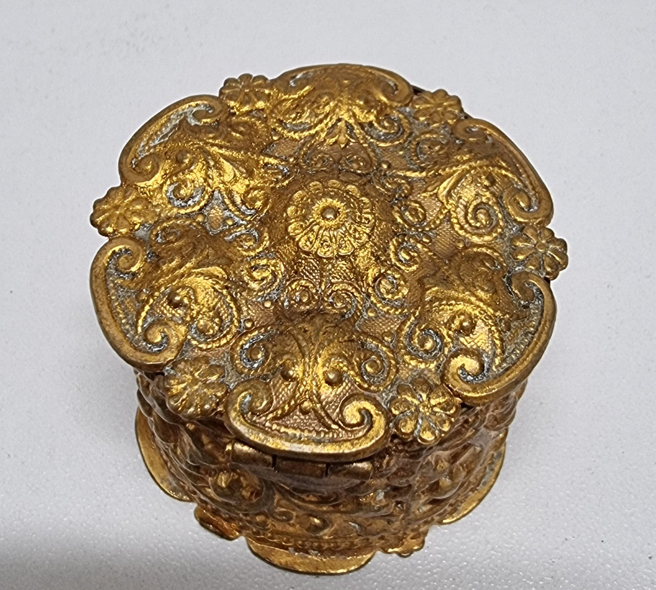 Antique French Gilt Metal Ornate Trinket Box