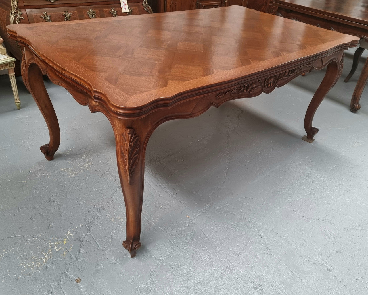 Louis XV Style Parquetry Top Extension Table