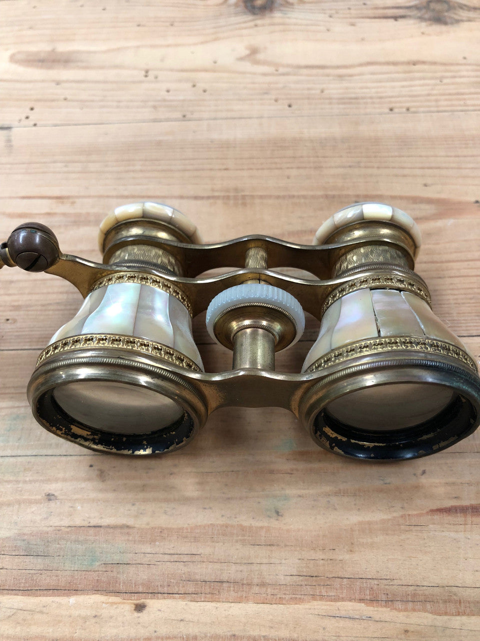 Rare Pair of French Mother of Pearl And Gilt Metal Telescopic Opera Glasses