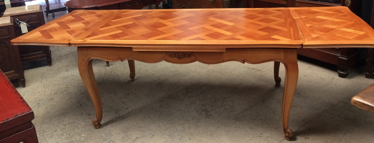 Cherrywood Parquetry Top Extension Dining Table