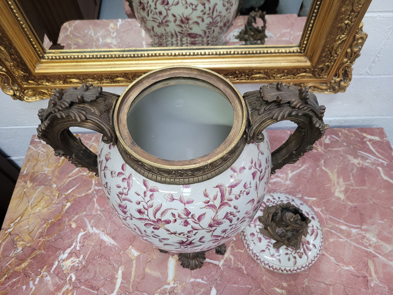 Large Attractive Ceramic Ornamental Lidded Jar with Stunning Ormolu Features