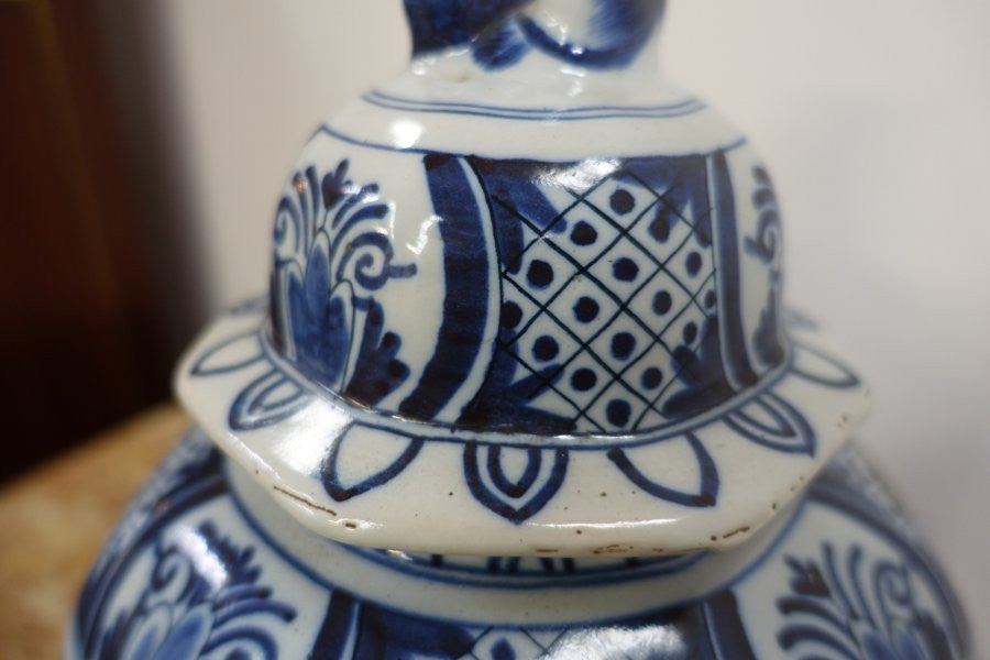 Antique Delftware Lidded Vase