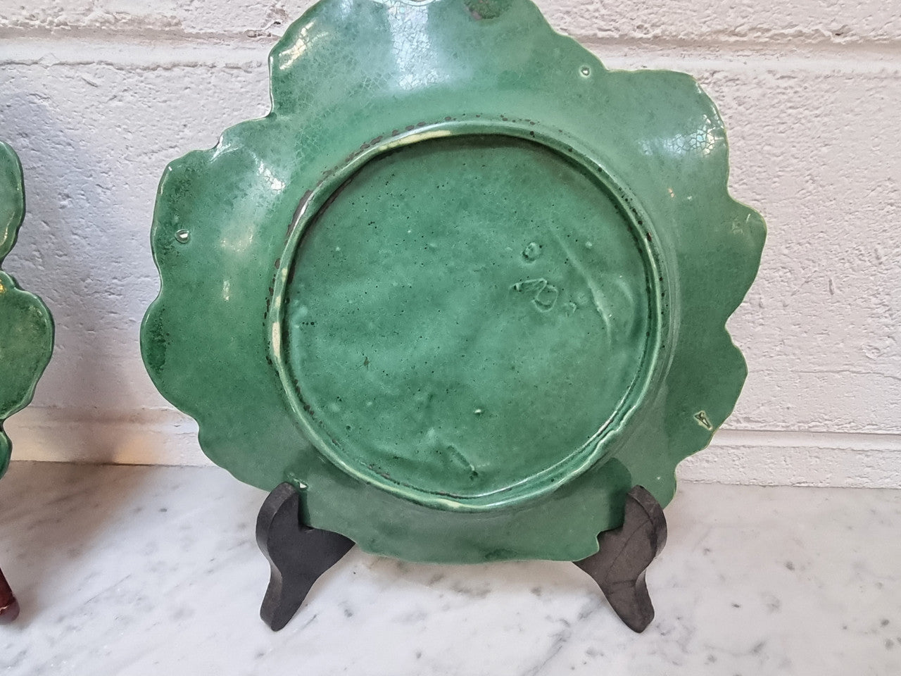 Set of 6 Victorian majolica grape vine plates. No markings – European. In very good original condition. $265 the set of six. 22.5cm Diam