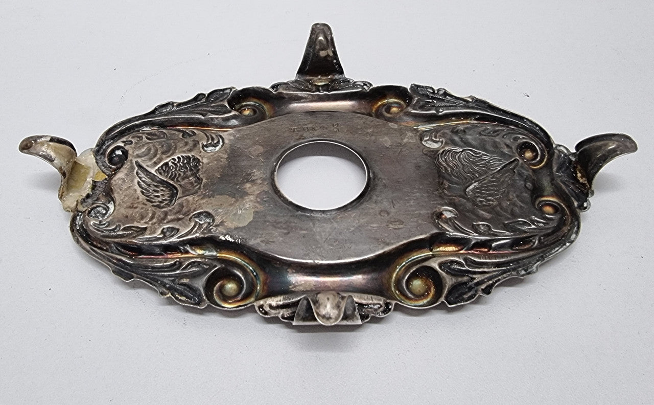 Edwardian Silver Plated Ink Stand Cherub Embossed Design