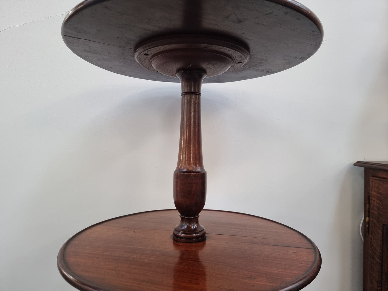 Rare Mahogany Georgian three tier round dumbwaiter. It is in good original condition.