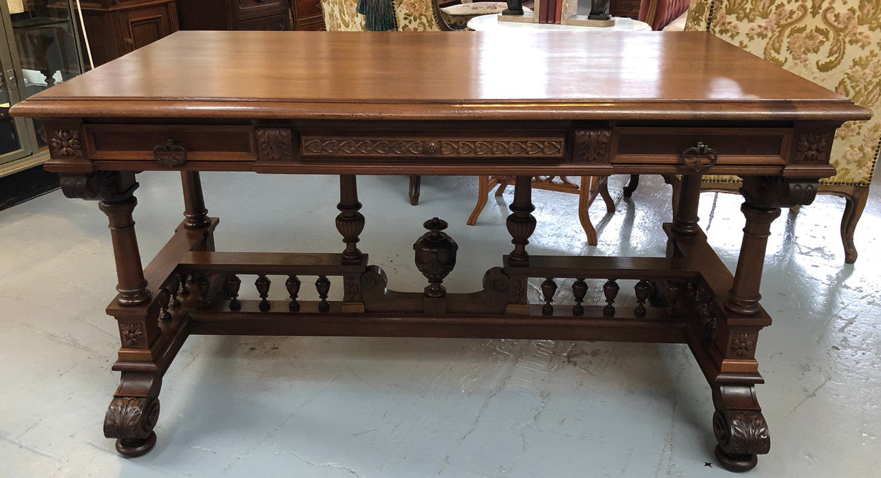 19th Century French Walnut Henry II Style Desk