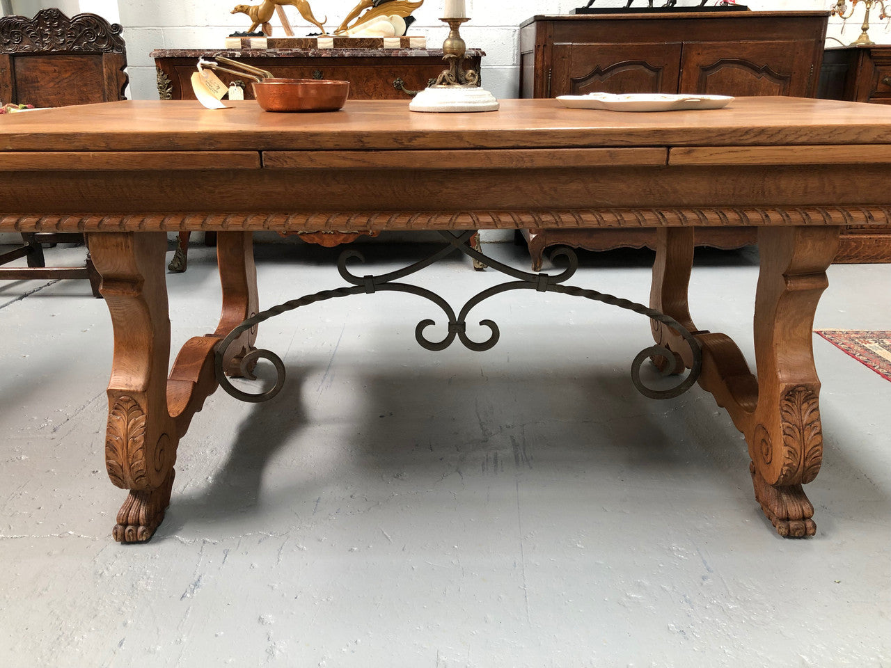 French Oak Spanish Style Extension Table