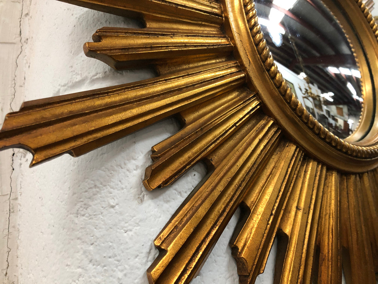 Belgium Gilt Star Burst Convex Mirror