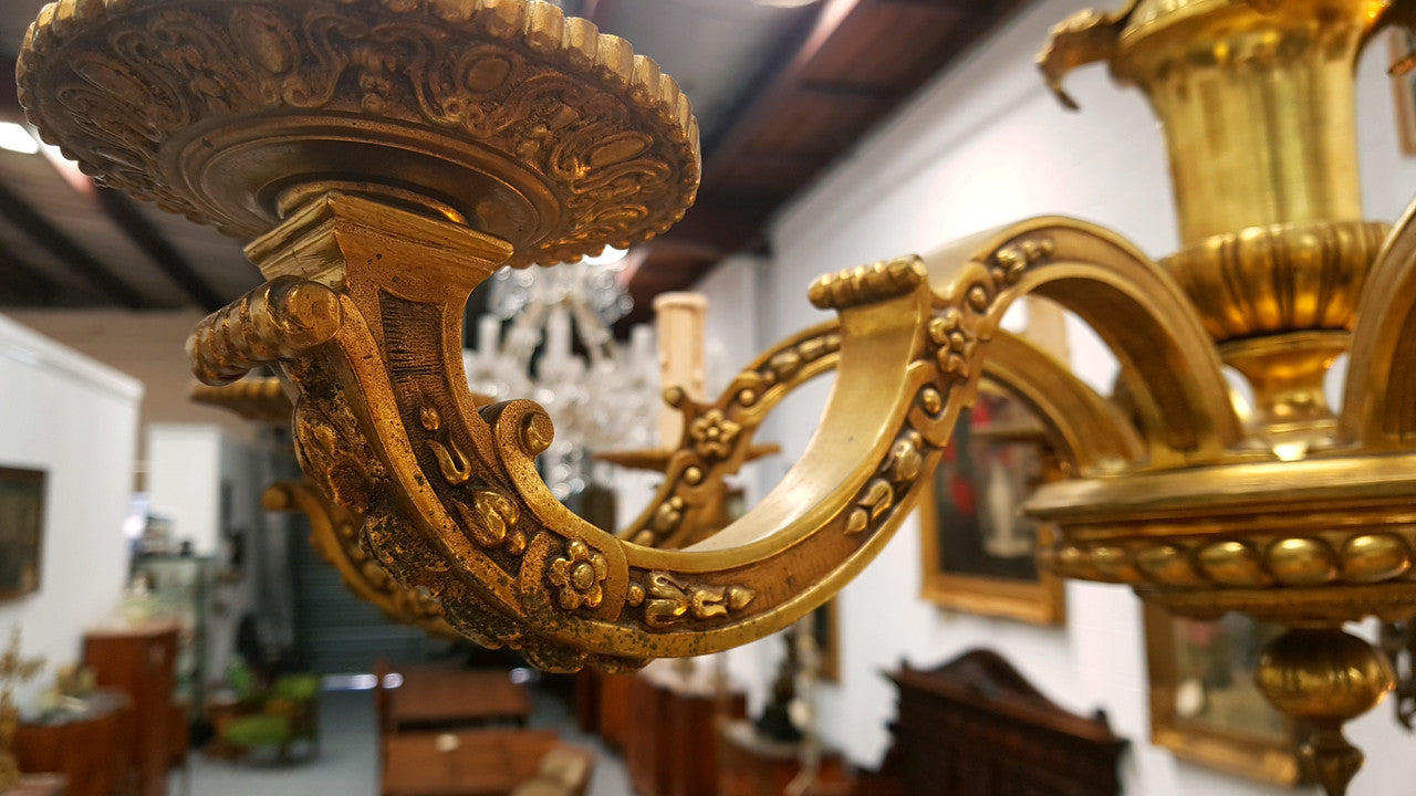 French Napoleon III Gilt Bronze Chandelier