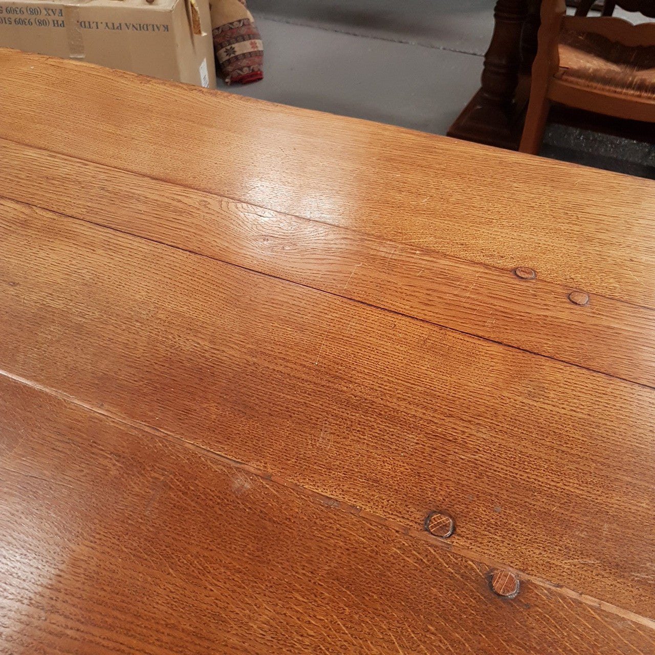 French Oak Stretcher Base Dining Table