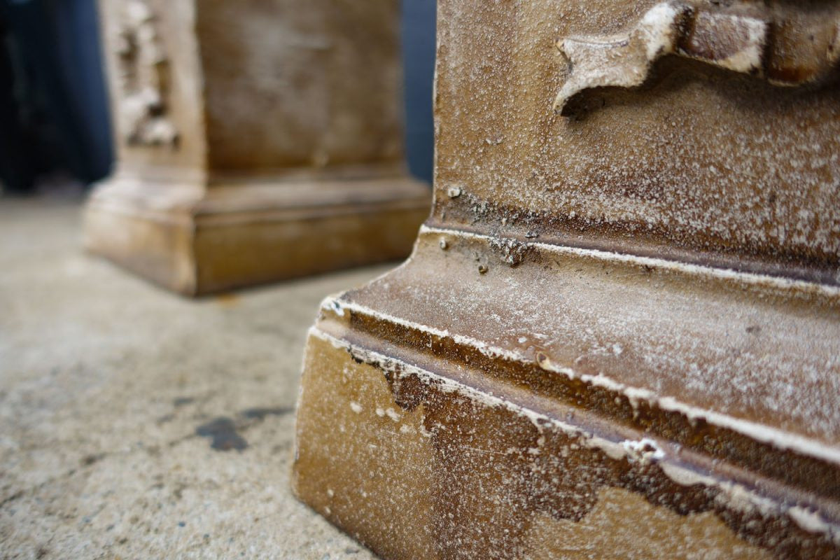 Pair Late Victorian Cast Iron Urns