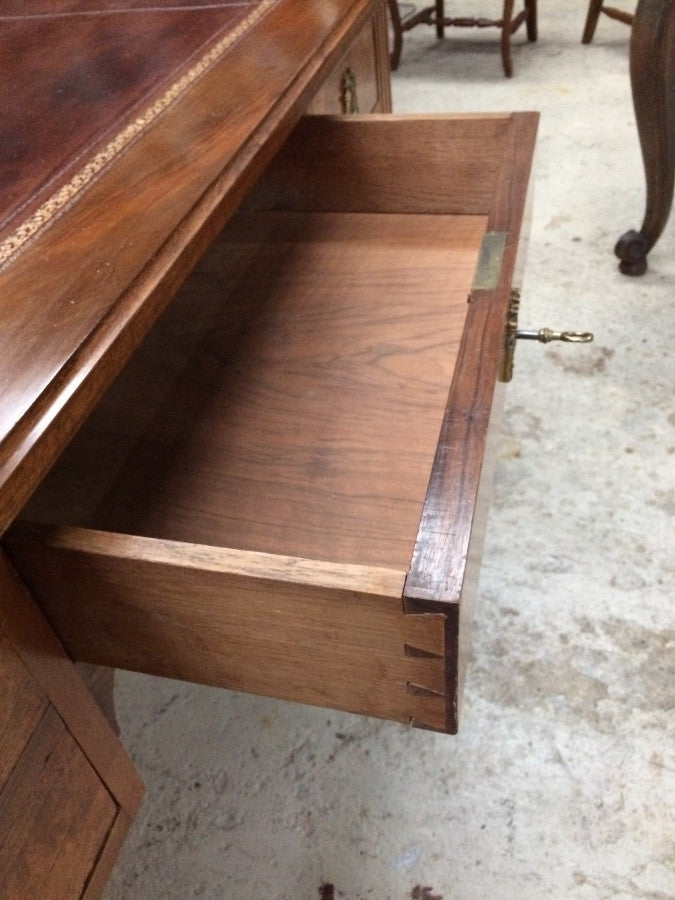 Antique French Walnut Desk With Leather Top