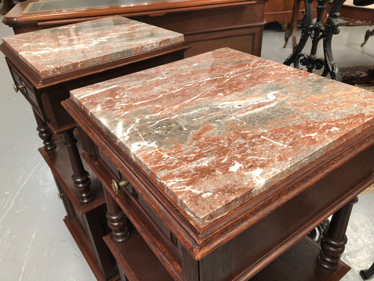 Beautiful Pair of French Dark Oak Bedsides