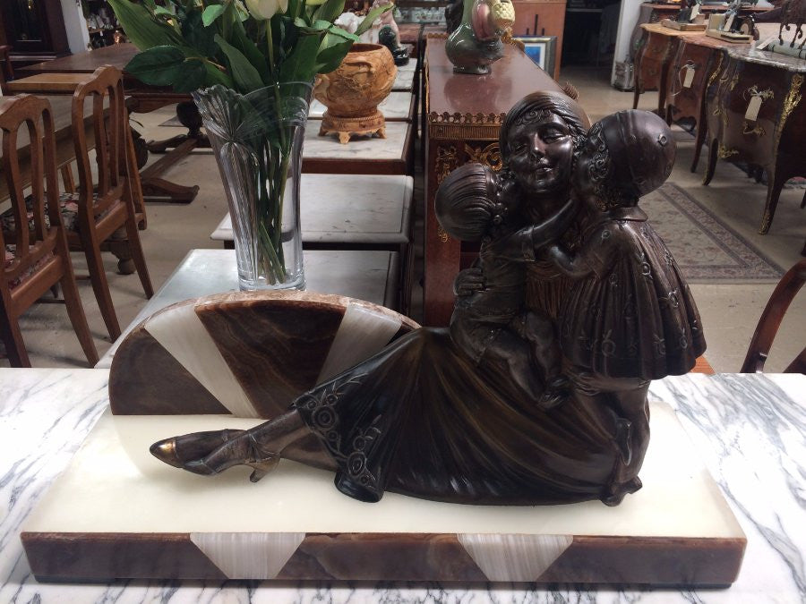 Art Deco Coal Painted Statue