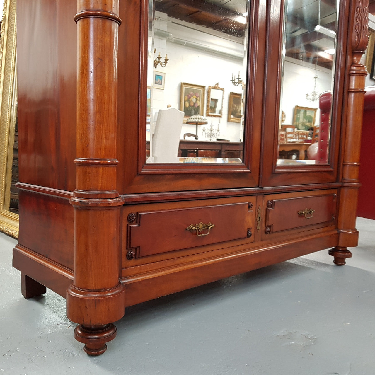 A stunning example of a great quality Antique French Henry II mahogany, Armoire in great condition. With superb crisp carvings and beautifully turned and detailed columns and a lovely mellow colour and in great condition. Circa 1880.