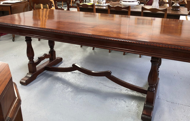 Mahogany Tudor Style Dining Table With Carved Edge