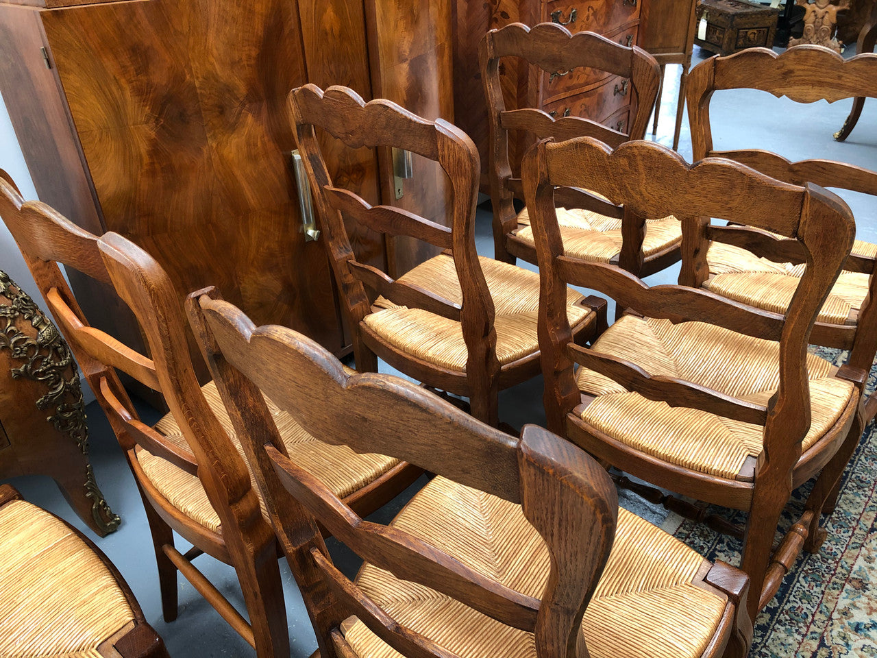 Fabulous Set of 8 French oak Dining Chairs