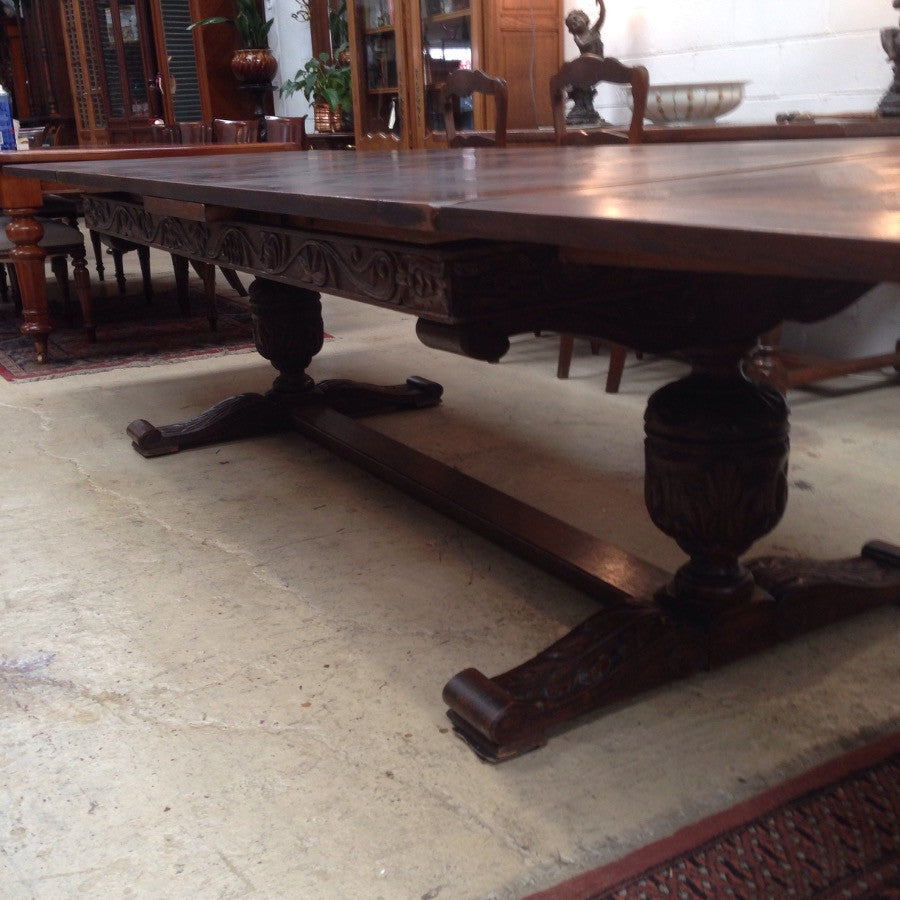 Large French Parquetry Extension Table