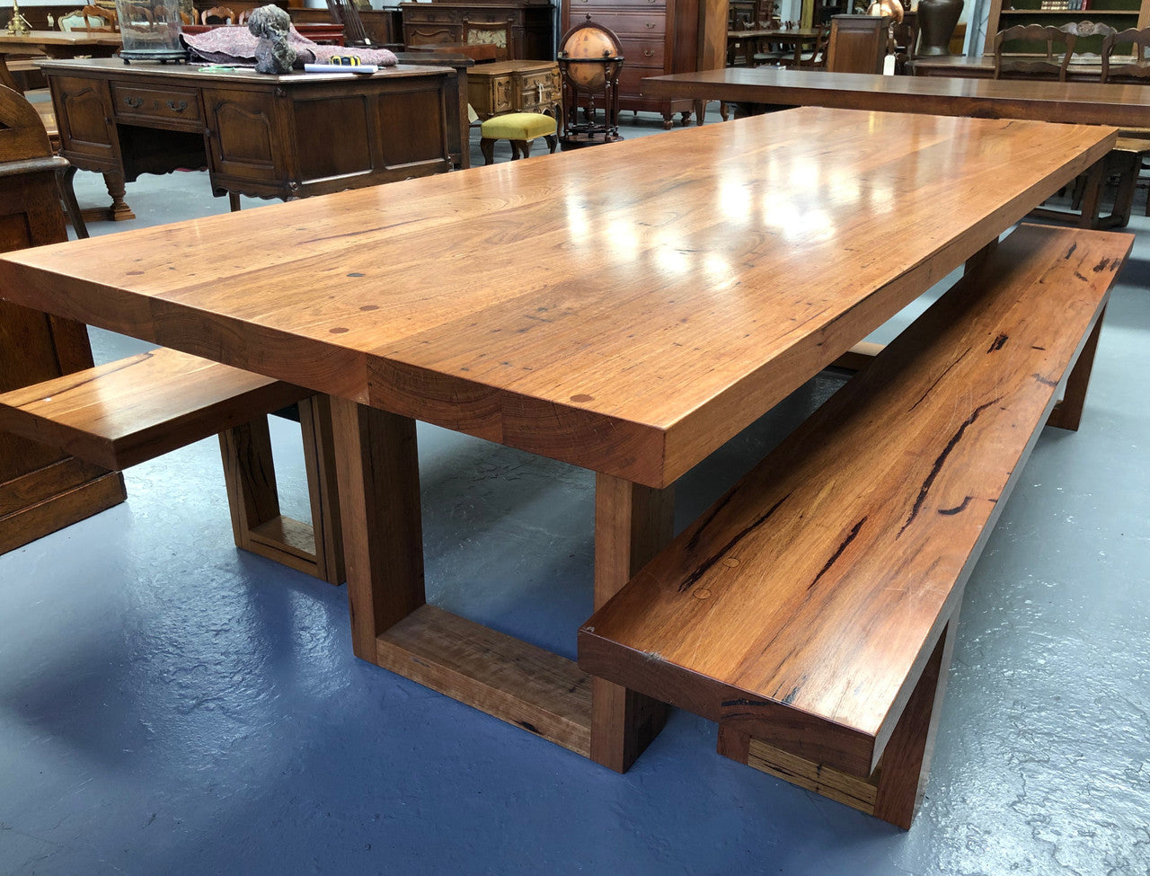 Industrial Style Dining Table and Bench Seats