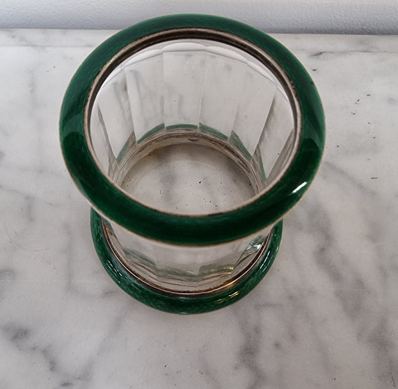 Rare French Silver, enamel and glass forks holder with 12 forks in good original condition, please view photos as they help form part of the description.