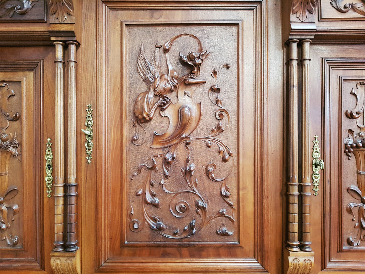 French Walnut Henry II Style Sideboard/Buffet With Superb Carving