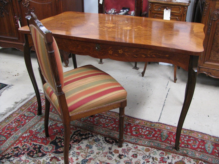 French Walnut Marquetry Inlaid Desk