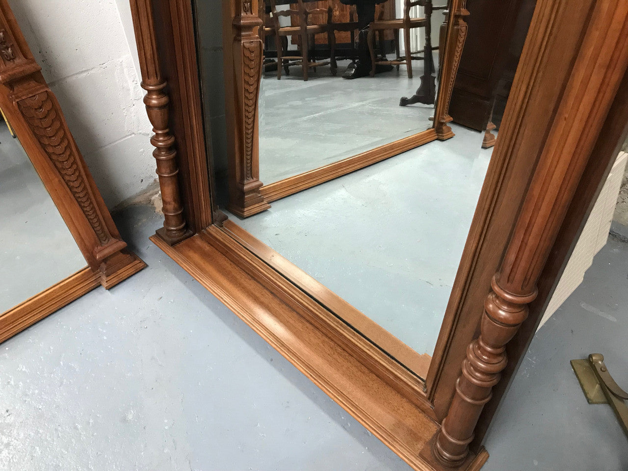 Beautiful Large French Walnut Mantle Mirror