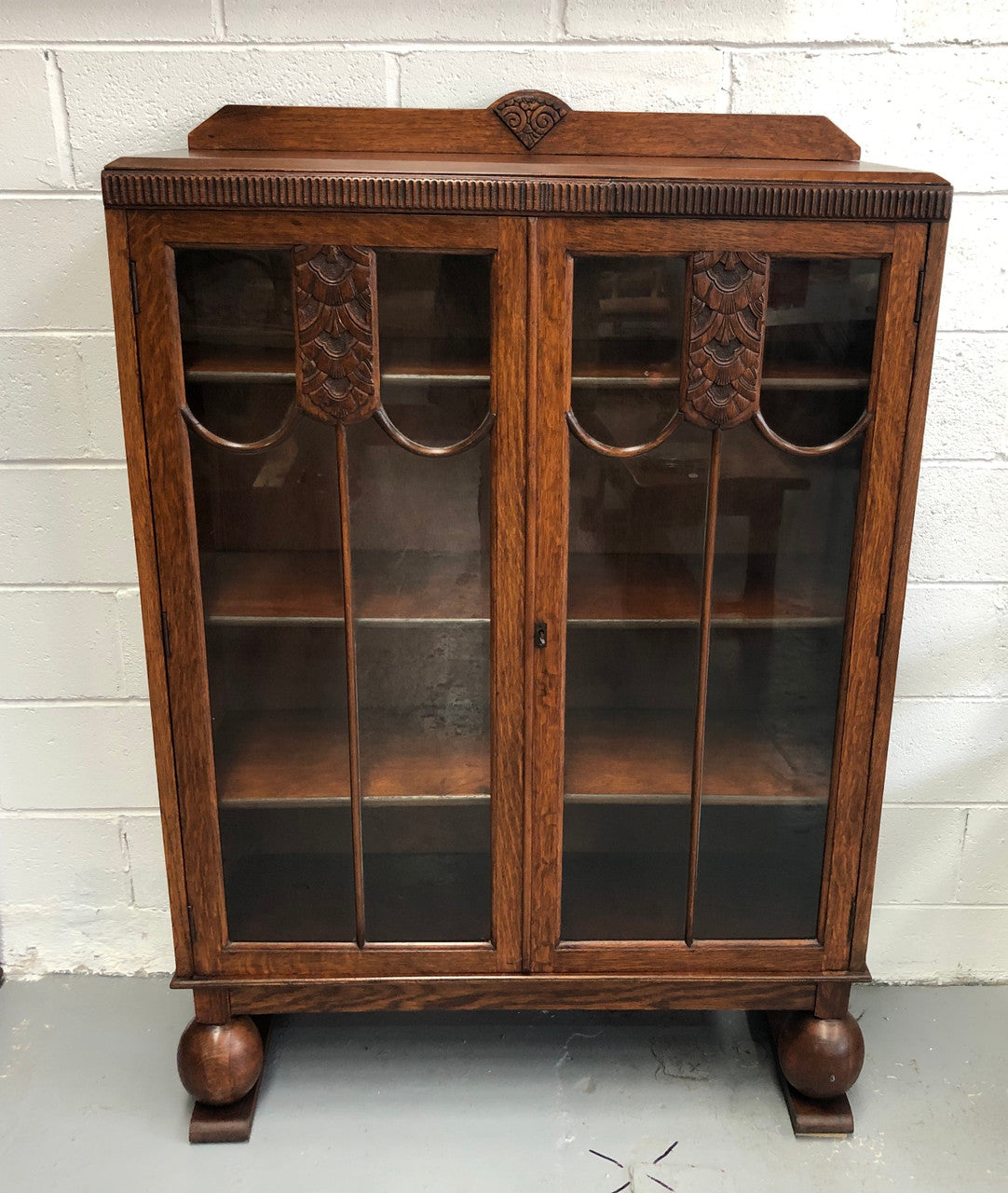 English Oak Tudor Style Bookcase/Display Cabinet