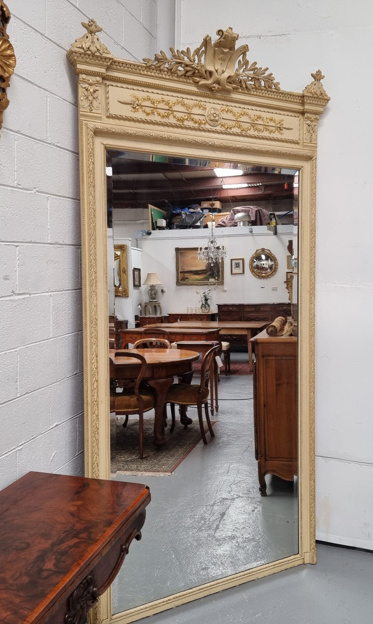 French 19th Century Napoleon III Style Grand Painted & Gilded Mirror