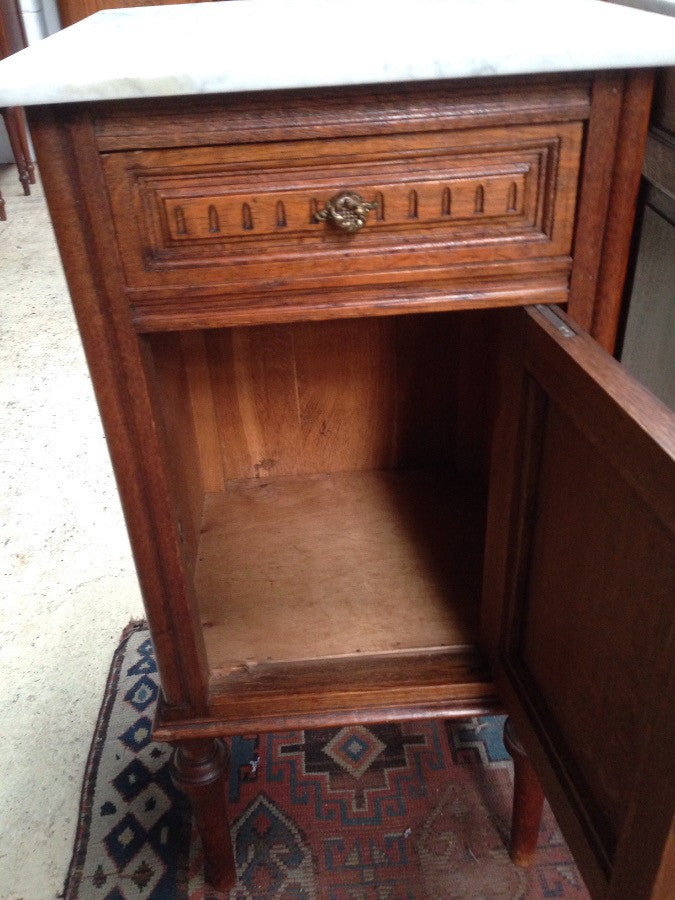 Pair French Marble Top Bedside Cabinets