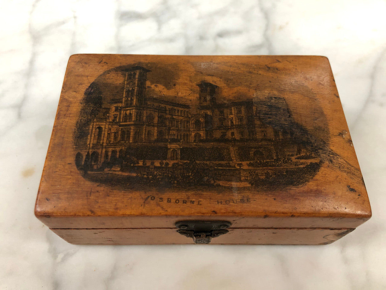 Victorian Mauchline Ware Wooden Box "Osborne House"