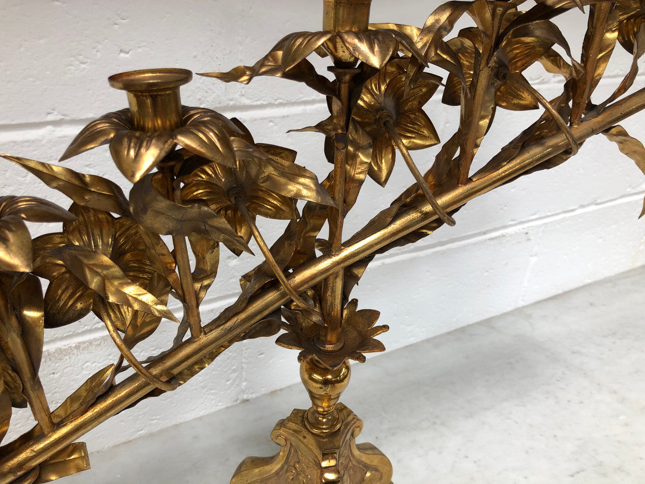 Fabulous & Highly Decorative Set Of Three French Brass Candelabras