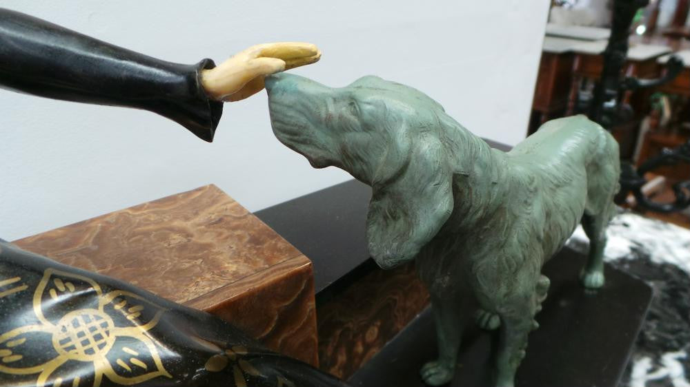 Amazing Art Deco French Spelter Statue