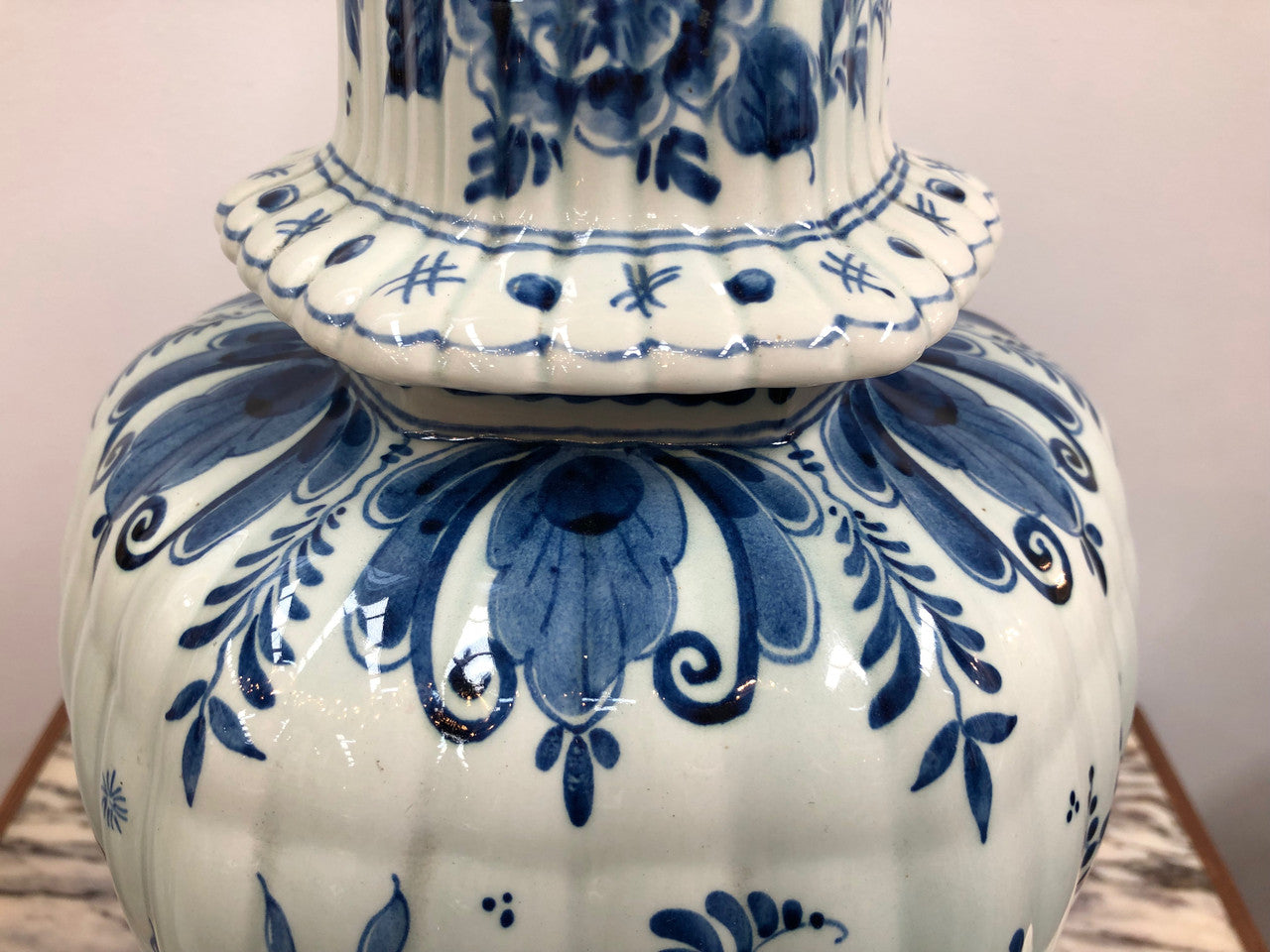 Stunning Dutch Delftware lidded vase