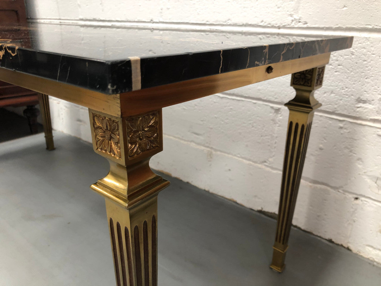 French Art Deco Coffee Table With A Portoro Marble Top
