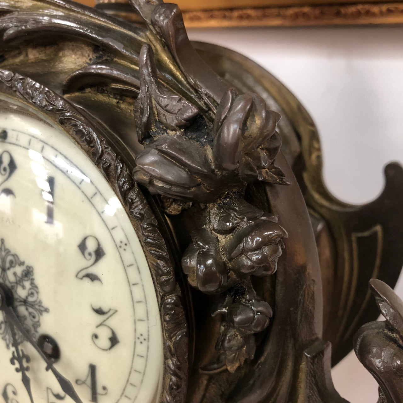 French Three Piece Gothic Style Bronze Clock Set