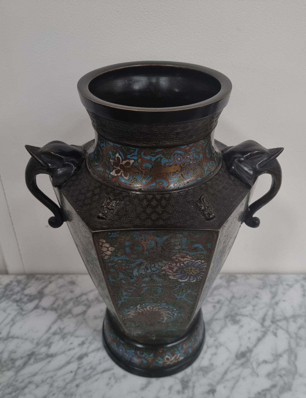 Superb Quality Japanese bronze and cloisonné vase in good original condition.