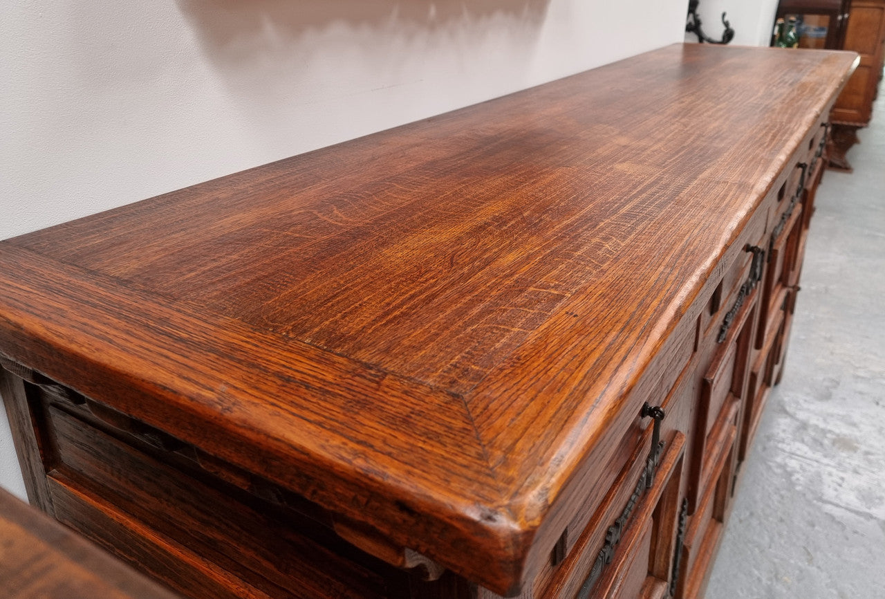 Large French Oak Spanish Style 4 Door Buffet