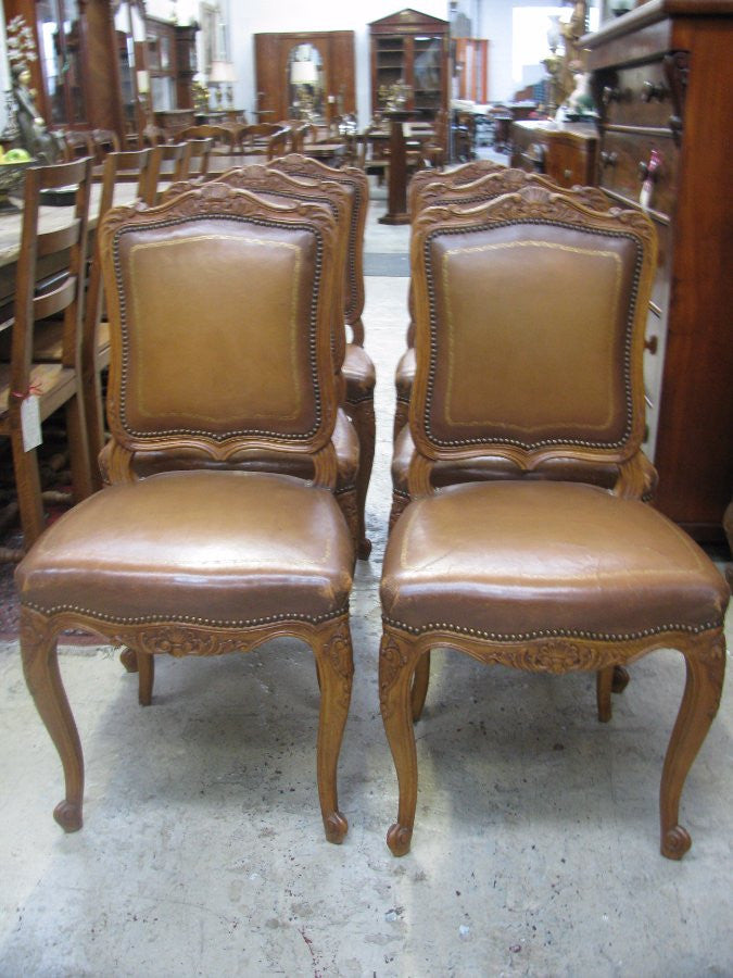Set Of 6 French Oak Upholstered chairs