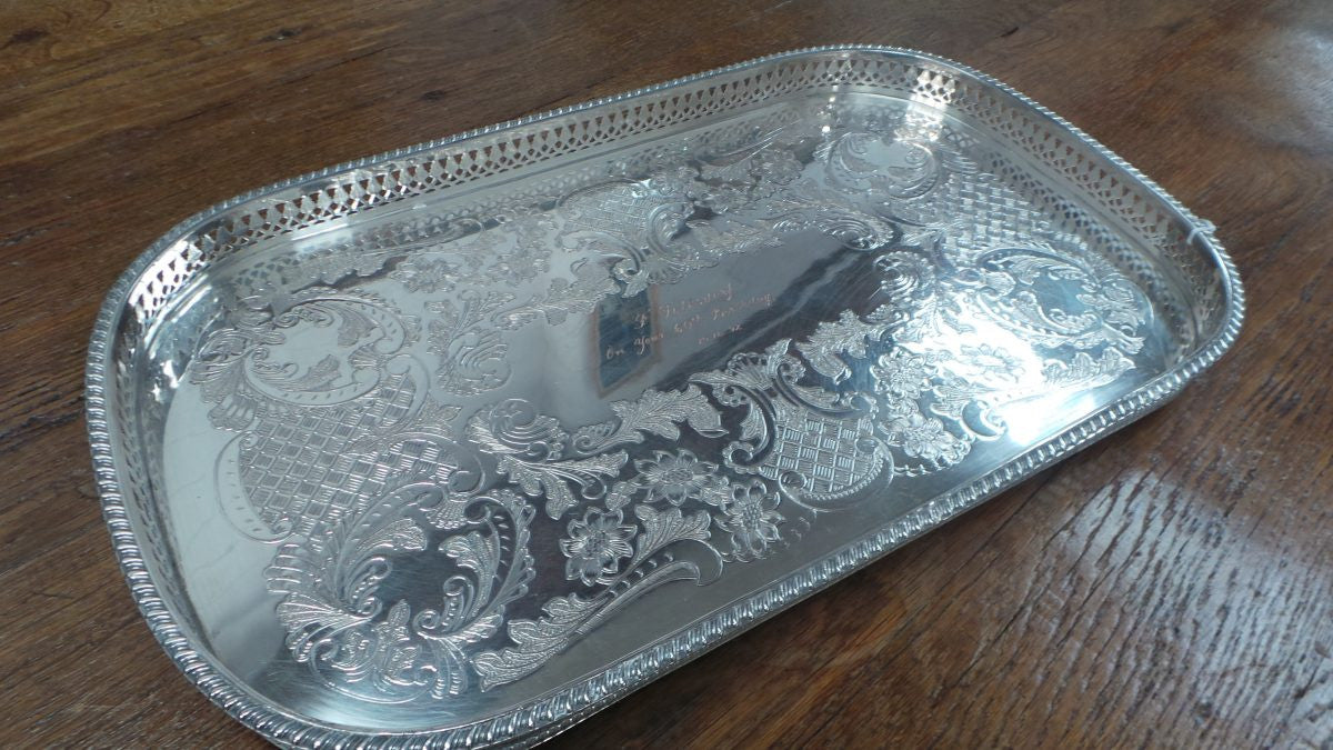 Decorative Silver Plated Rectangular Drinks Tray
