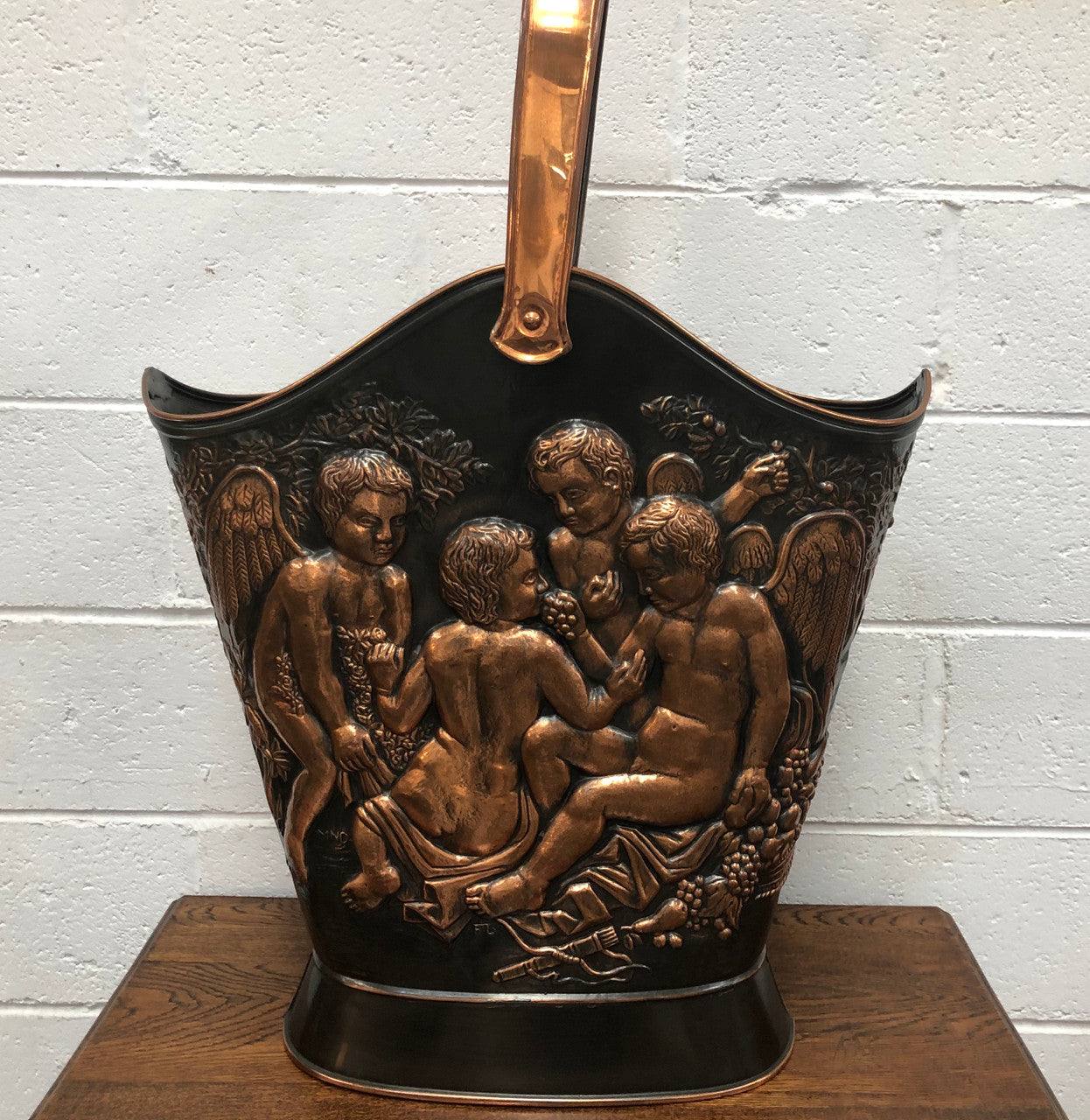 Very Decorative French Copper Cupid Decorated Umbrella-Stick Stand
